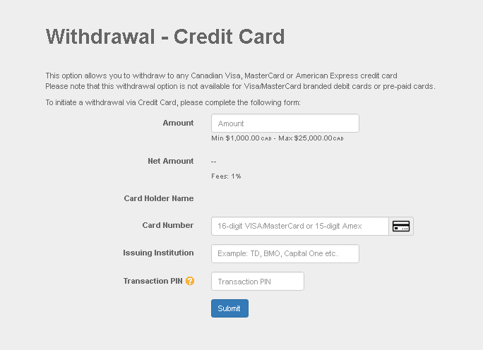 quadrigacx retrait carte de crédit