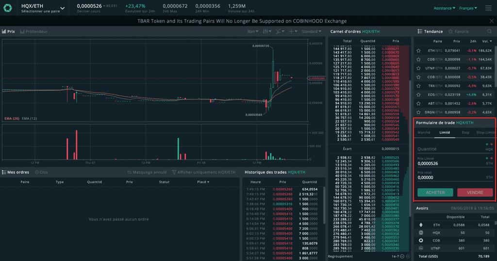 cobinhood trade cryptomonnaie