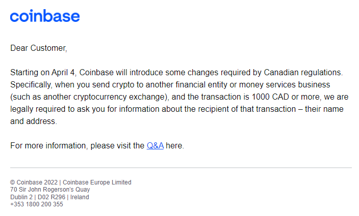coinbase régulation canada