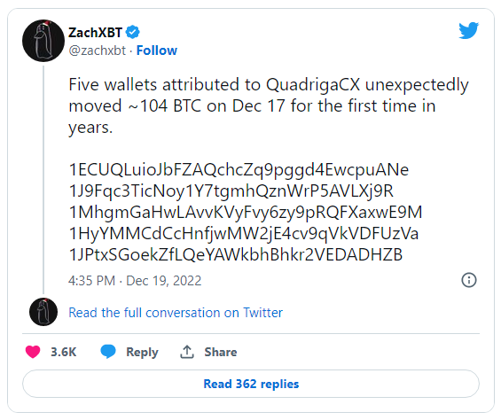 zachxbt bitcoin quadrigacx