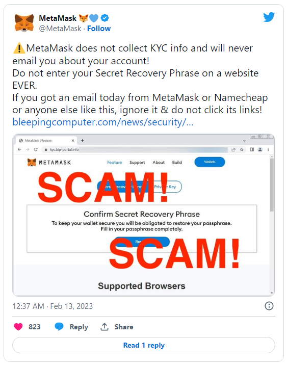 metamask alerte fraude